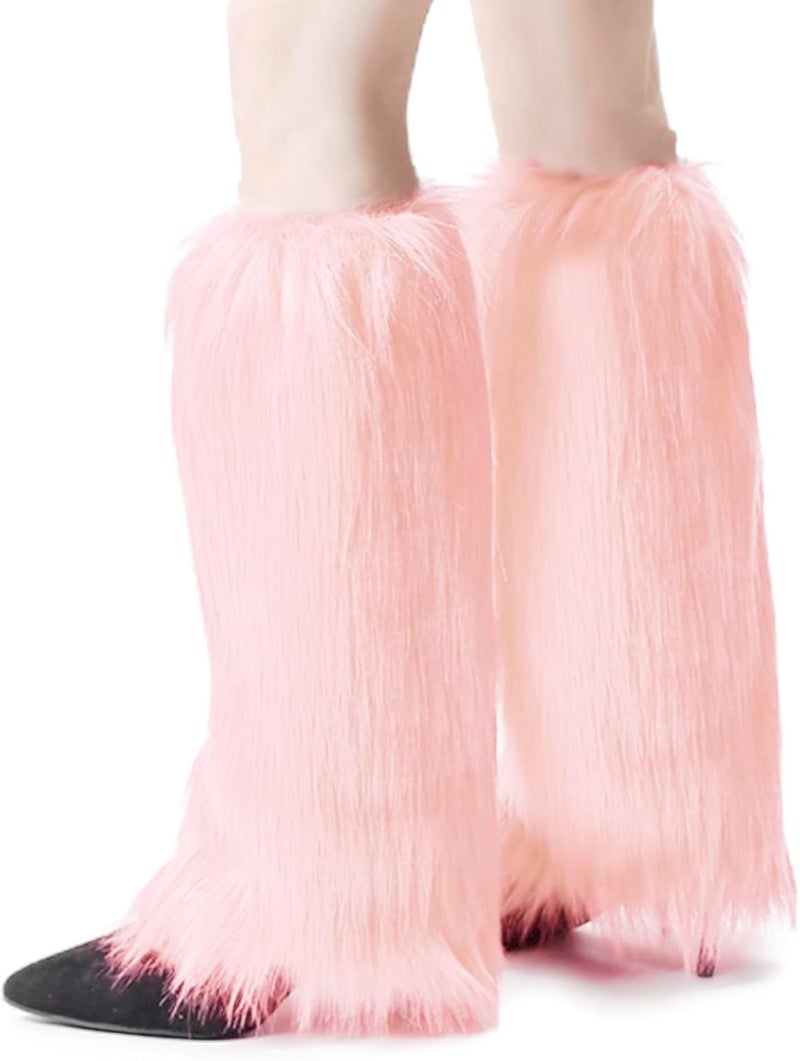 Peecabe Winter Women Faux Fur Fluffy Leg Warmers Fuzzy Long Boot Covers Furry For Christmas - Image 1